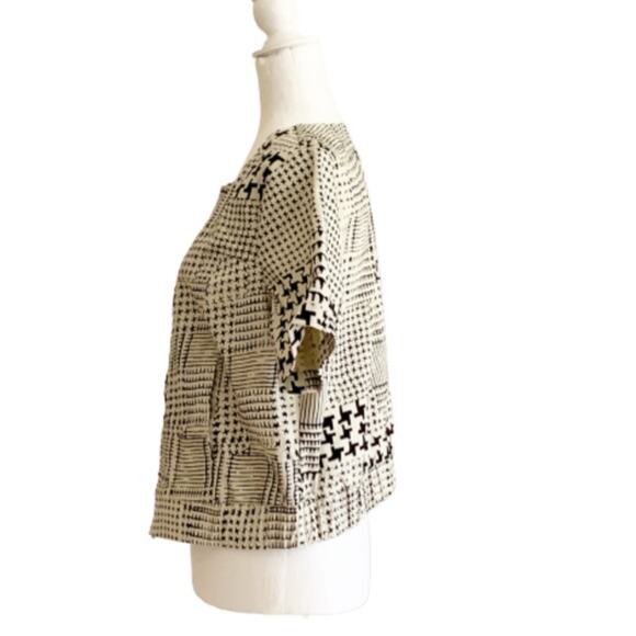 CAbi Jacket Black Cream Houndstooth Short Sleeve Zip Front Medium NWOT - Picture 4 of 13